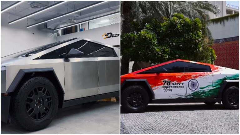 Uae Based Indian Turned His Tesla Into Tricolor On Independence Day.jpg